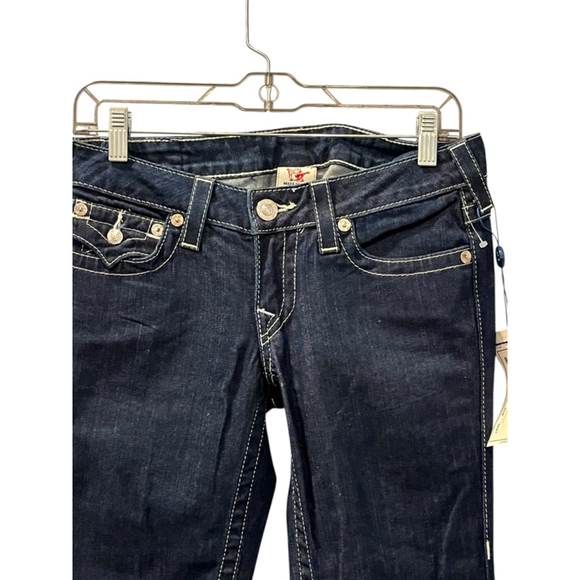 True Religion NWT Vintage Y2K Blue Bling Pocket Jeans Size 27 W32572L22 Women's - Picture 3 of 7